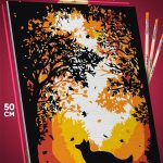 Картина по номерам Животные Лиса силуэт закат 40x50