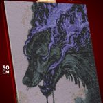 Алмазная мозаика Темная фэнтези Арт Волк в огне 40x50