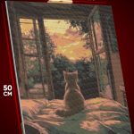 Алмазная мозаика Котики закат 40x50