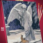 Картина по номерам Религия ангел статуя и котики 40x50