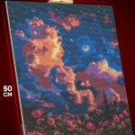 Алмазная мозаика Пейзаж летний природа ночь цветочное поле 40x50