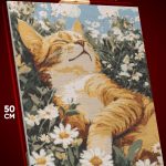 Алмазная мозаика Котики спит в ромашках 40x50