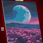 Алмазная мозаика Пейзаж летний природа ночь луна цветы 40x50