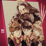 Картина по номерам Гарри Поттер Арт Рон Гермиона и Хагрид 40x50