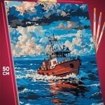 Картина по номерам Пейзаж морской лодка корабль яхта в море 40x50