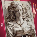 Картина по номерам Статуя эстетика девушка с книгой 40x50