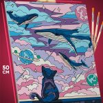 Картина по номерам Абстракция Арт котик космос планеты 40x50