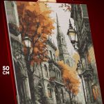 Алмазная мозаика Пейзаж городской улицы архитектура осень 40x50