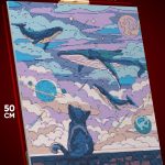 Алмазная мозаика Абстракция Арт котик космос планеты 40x50