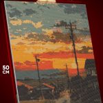 Алмазная мозаика Пейзаж летний закат в деревне 40x50