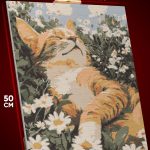 Алмазная мозаика Котики спит в поле 40x50