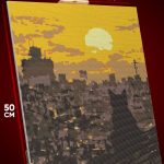 Алмазная мозаика Пейзаж городской кот на крыше закат 40x50