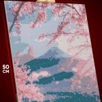 Алмазная мозаика Пейзаж Япония сакура гора Фудзияма 40x50