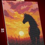 Алмазная мозаика Лошади конь закат 40x50