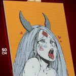 Алмазная мозаика Девушка Аниме-арт ахегао демон суккуб 40x50