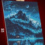 Алмазная мозаика Пейзаж лесной природа горы озеро ночь 40x50