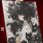 Алмазная мозаика Девушка Аниме-арт абстракция кошки 40x50