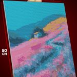 Алмазная мозаика Живопись пейзаж домик в цветочном поле 40x50
