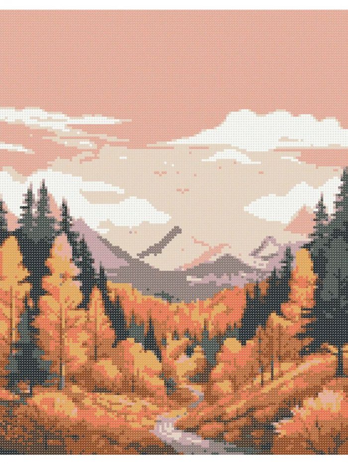 Алмазная мозаика Пейзаж лесной природа осень горы 40x50 — изображение 2