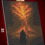 Алмазная мозаика Темная фэнтези рыцарь и огненное дерево 40x50