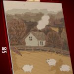 Алмазная мозаика Живопись осень деревня овцы иллюстрация 40x50