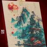 Алмазная мозаика Пейзажи Храм горы луна абстракция 40x50