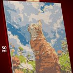 Алмазная мозаика Кот в цветах 40x50