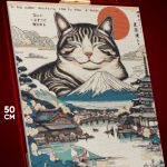 Алмазная мозаика Кот Япония Азия 40x50