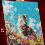 Алмазная мозаика Кот в цветах 40x50