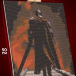 Алмазная мозаика Темная фэнтези рыцарь и тяжелый меч 40x50