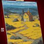 Алмазная мозаика Пейзаж лесной дом в поле 40x50