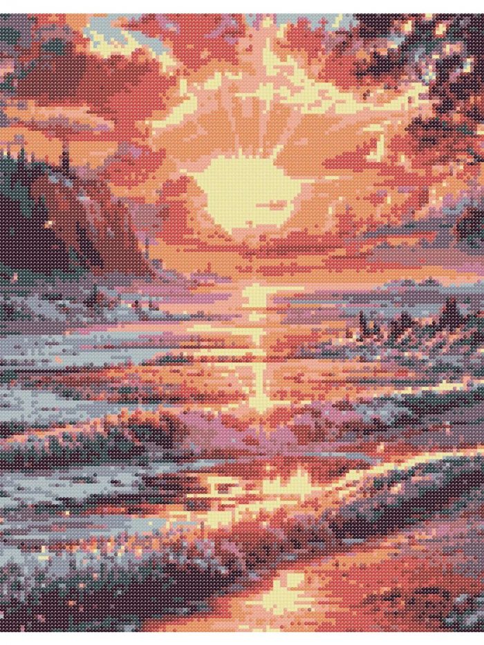Алмазная мозаика Пейзаж морской закат 40x50 — изображение 2