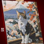 Алмазная мозаика Котики Япония гора Фудзиями 40x50