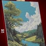 Алмазная мозаика Пейзаж лесной природа речка 40x50