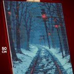 Алмазная мозаика Пейзаж лесной зима железная дорога 40x50