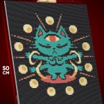 Алмазная мозаика Абстракция кот планеты 40x50