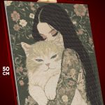Алмазная мозаика Девушка Арт с котом 40x50