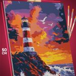 Картина по номерам Пейзаж морской маяк закат 40x50