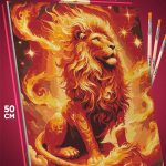Картина по номерам Животные лев огненный космос 40x50