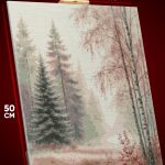 Алмазная мозаика Пейзаж лесной туман 40x50