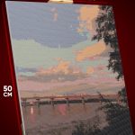 Алмазная мозаика Пейзаж лесной закат река Волга 40x50