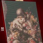 Алмазная мозаика Темная фэнтези рыцарь с котом 40x50