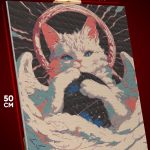 Алмазная мозаика Котики абстракция космос ангел 40x50