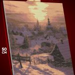 Алмазная мозаика Пейзаж лесной деревня дома зима 40x50