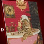 Алмазная мозаика Животные леопард в ванне 40x50