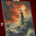 Алмазная мозаика Пейзаж морской маяк море закат 40x50