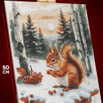 Алмазная мозаика Животные белочка зима 40x50