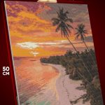 Алмазная мозаика Пейзаж летний море пальмы закат 40x50