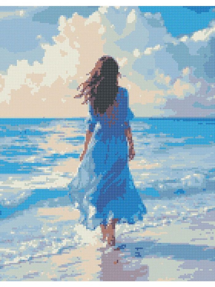 Алмазная мозаика Девушка Портрет пляж море 40x50 — изображение 2