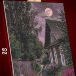 Алмазная мозаика Пейзаж лесной деревня дом вечер 40x50